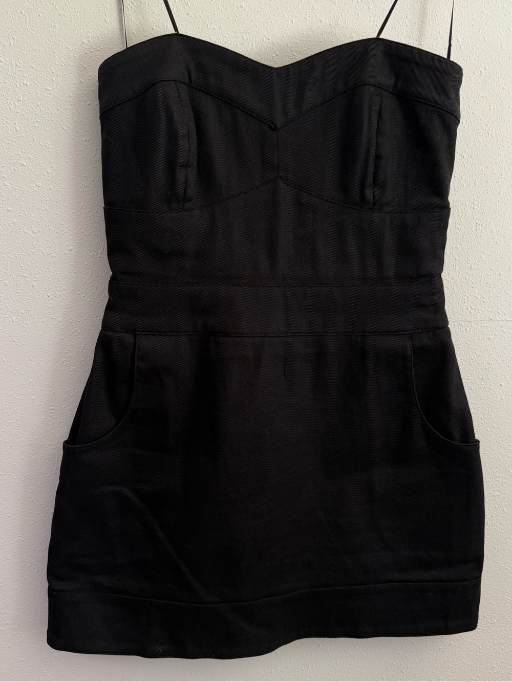 Wish Black Strapless Mini Dress Sweetheart Neck Pockets Size L